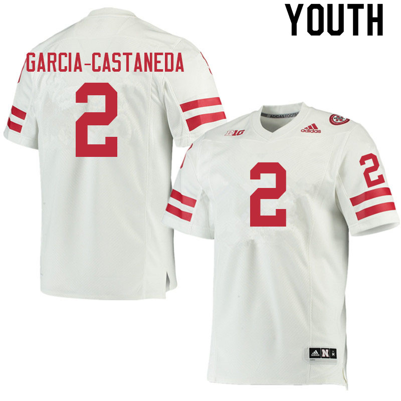 Youth #2 Isaiah Garcia-Castaneda Nebraska Cornhuskers College Football Jerseys Sale-White